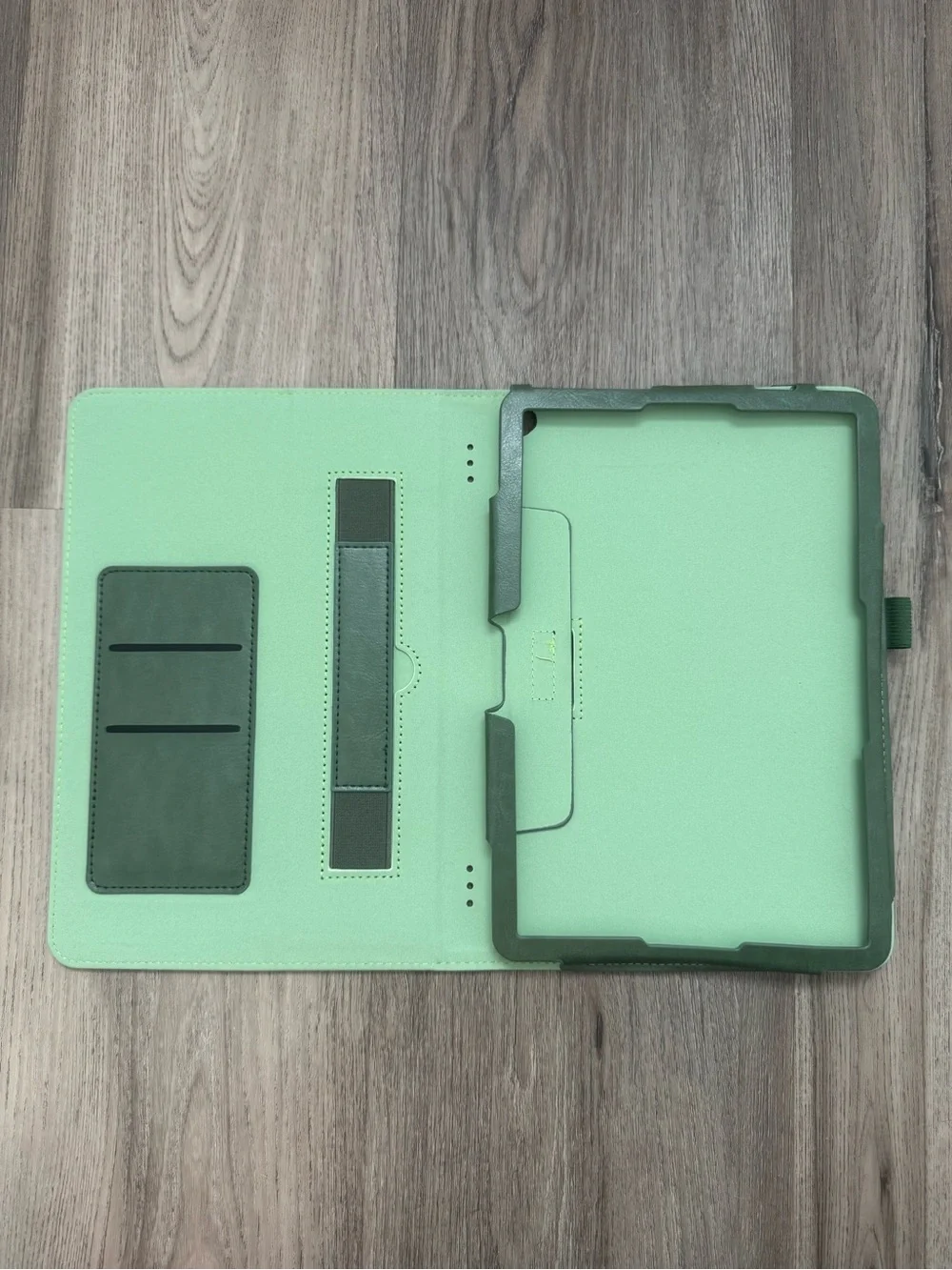 Universal 10” Tablet Folio Case Green Leather Stand Cover w/ Card Slots